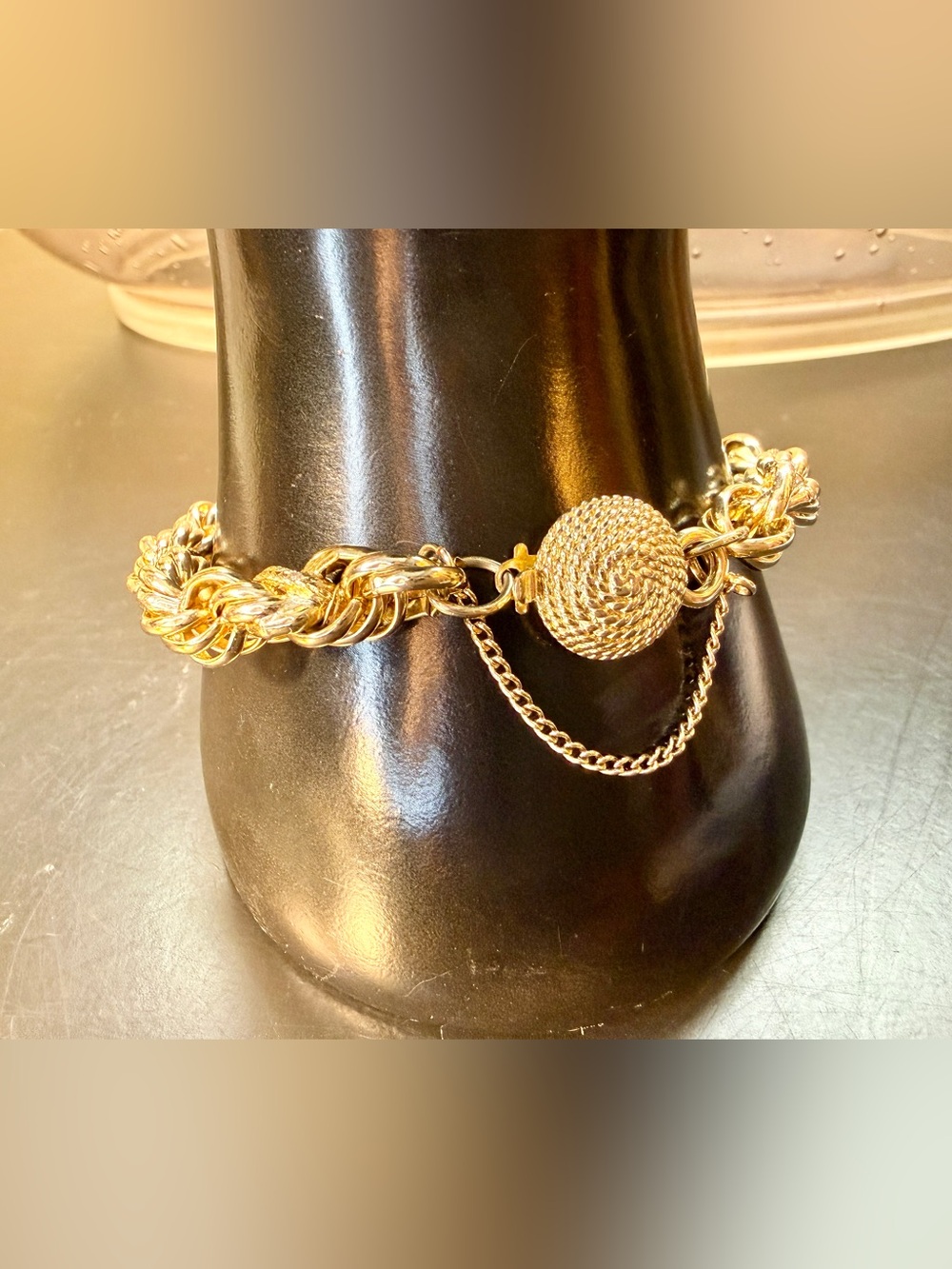 Rare Vintage Monet Gold Tone Braided Rope Bracelet